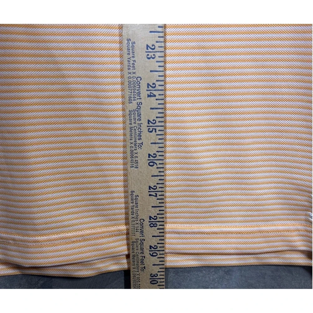 Sakmann Striped Golf Polo Shirt Mens Medium Peach Orange Short Sleeve Fox‎ Logo